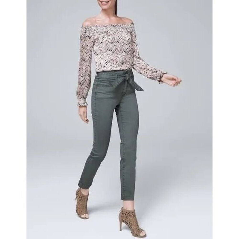 WHITE HOUSE BLACK MARKET | green slim high rise crop pants 2